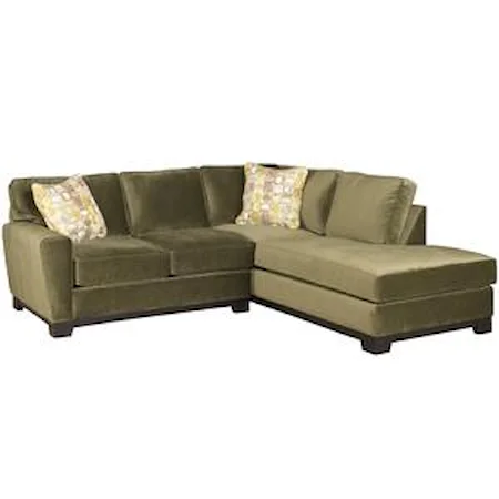 Casual 3-Piece Chaise Sectional with Pluma Plush Cushions